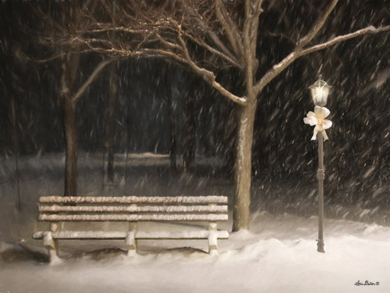 Lori Deiter LD2040 - LD2040 - Snowy Bench - 16x12 Bench, Street Light, Bow, Trees, Snow, Winter, Photography from Penny Lane