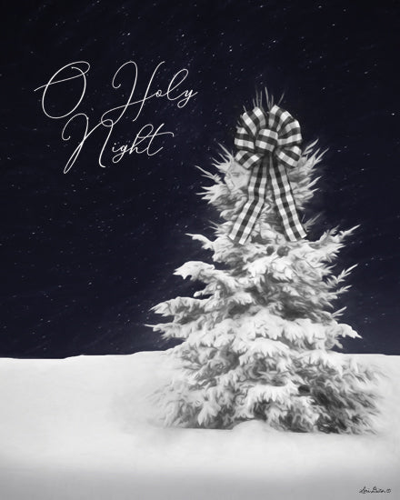 Lori Deiter LD2041 - LD2041 - O Holy Night - 12x16 O Holy Night, Christmas Tree, Pine Tree, Bow, Night, Snow, Winter from Penny Lane