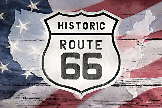Lori Deiter LD2056 - LD2056 - Patriotic Route 66 - 18x12 Route 66, Travel, Map, USA, America, American Sign, Street Signs from Penny Lane