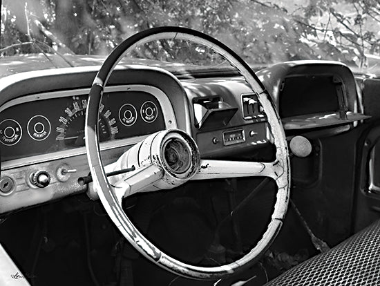 Lori Deiter LD2060 - LD2060 - Chevy Steering Wheel - 16x12 Photography, Black & White, Vintage, Car from Penny Lane