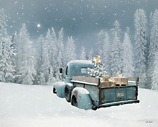Lori Deiter LD2146 - LD2146 - Blue Truck Be the Light    - 16x12 Holidays, Truck, Blue Truck, Ford, Christmas, Holidays, Christmas Tree, Trees, Stars, Light from Penny Lane