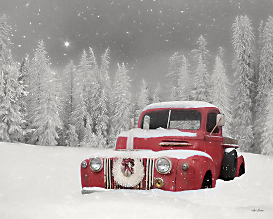 Lori Deiter LD2149 - LD2149 - Red Truck Be the Light   - 16x12 Red Truck, Truck, Ford, Christmas, Holidays, Wreath, Trees, Winter from Penny Lane