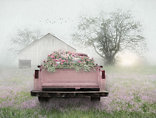Lori Deiter LD2158 - LD2158 - Enjoy the Simple Pleasures - 16x12 Pink Truck, Truck, Flowers, Farm, White Barn, Field, Tree from Penny Lane