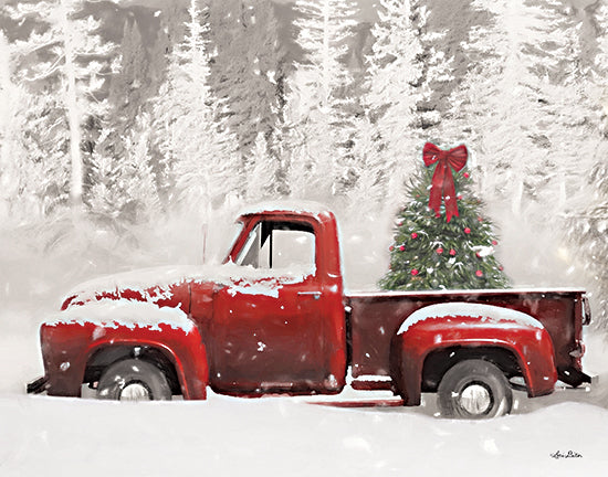Lori Deiter LD2177 - LD2177 - Red Truck with Christmas Tree II   - 16x12 Truck, Winter, Snow, Christmas Tree, Red Truck, Holidays, Winter from Penny Lane
