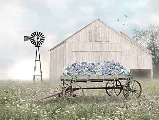 Lori Deiter LD2333 - LD2333 - Unfolding Beauty      - 16x12 Farm, Barn, White Barn, Windmill, Wagon, Flowers, Blue Flowers, Photography from Penny Lane