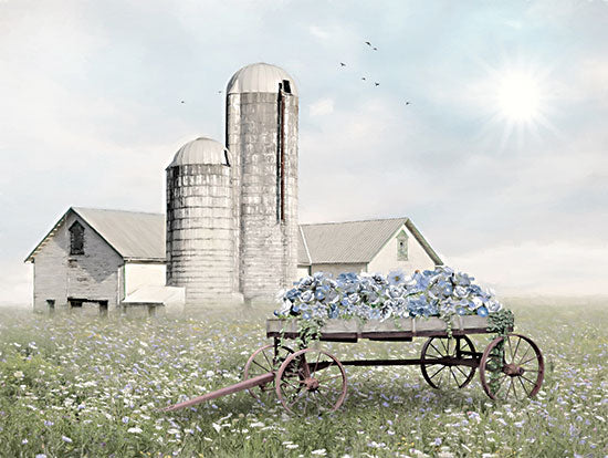 Lori Deiter LD2346 - LD2346 - Blue Flower Wagon   - 16x12 Farm, Barn, Silos, Country, Wagon, Flowers, Blue Flowers, Field, Photography from Penny Lane