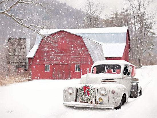 Lori Deiter LD2384 - LD2384 - Take Me Home - 16x12 Barn, Red Barn, Farm, Winter, Truck, White Truck, Photography, Evergreen Wreath from Penny Lane