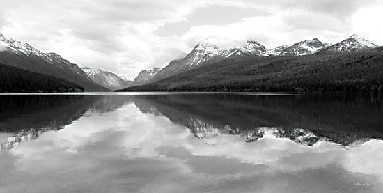 Lori Deiter LD2436 - LD2436 - Bowman Lake Reflections    - 18x9 Bowman Lake, Reflections, Photography, Black & White, Glacier National Park, Montana from Penny Lane