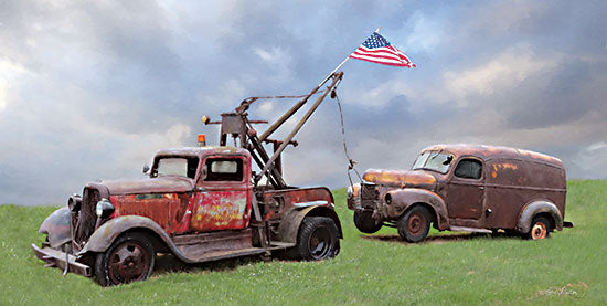 Lori Deiter LD2459 - LD2459 - Two Truck Rescue - 18x9 Photography, Rustic, Tow Truck, Truck, American Flag, Patriotic from Penny Lane