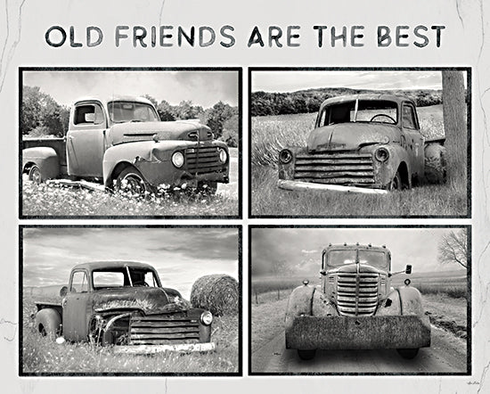 Lori Deiter LD2486 - LD2486 - Old Friends Are the Best - 16x12 Old Friends are the Best, Poster, Antiques, Rusty Cars, Black & White, Signs from Penny Lane