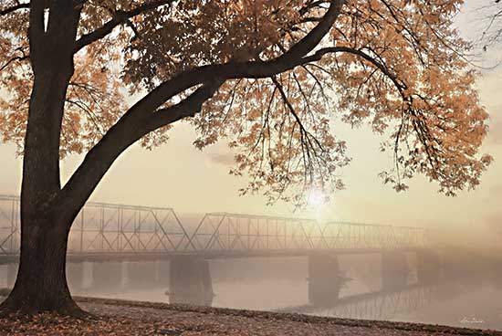 Lori Deiter LD2570 - LD2570 - Golden Moments - 18x12 Bridge, Trees, Autumn, Photography, Lake, Fog, Landscape from Penny Lane