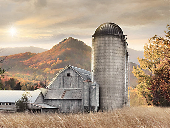 Lori Deiter LD2592 - LD2592 - Autumn at the Farm - 16x12 Photography, Barn, Farm, Silo, Mountains, Autumn, Harvest, Fall, Landscape from Penny Lane