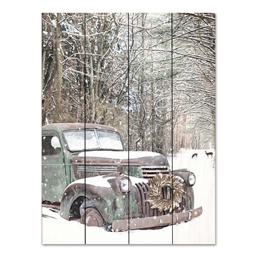 Lori Deiter LD2614PAL - LD2614PAL - Man and Nature - 16x12 Truck, Antique Truck, Vintage, Winter, Forest, Deer, Photography, Snow, Masculine from Penny Lane