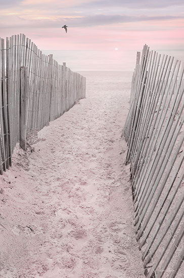 Lori Deiter LD2698 - LD2698 - Pink Beach Sunrise - 12x18 Coastal, Beach, Fence, Sand, Pink, Walkway, Path, Tropical, Photography from Penny Lane