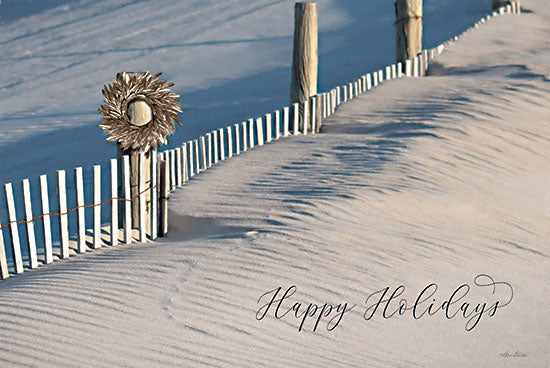 Lori Deiter LD2754 - LD2754 - Snowy Sand Beach - 18x12 Happy Holidays, Christmas, Beach, Coastal, Fence, Photography from Penny Lane