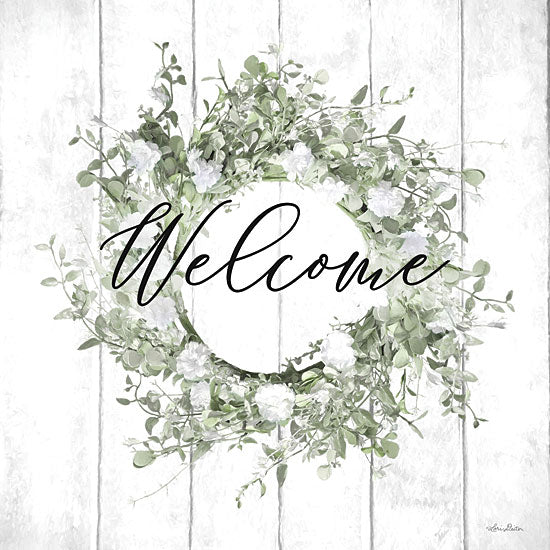 Lori Deiter LD2763 - LD2763 - Welcome Wreath - 12x12 Welcome, Wreath, Eucalyptus, Eucalyptus Wreath, Greenery, Typography, Wood Background, Signs from Penny Lane