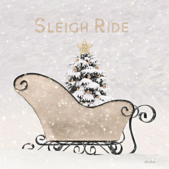 Lori Deiter LD2789 - LD2789 - Sleigh Ride II - 12x12 Christmas, Holidays, Christmas Tree, Sleigh, Sleigh Ride, Snow, Star, Typography, Signs, Textual Art, Winter from Penny Lane