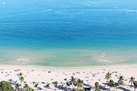 Lori Deiter LD2880 - LD2880 - Beach View From Above - 18x12 Photography, Beach, Coast, Ocean, Palm Trees, Coastal, Summer, Swimmers from Penny Lane