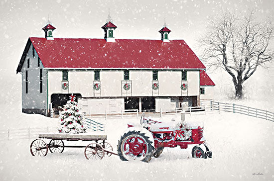 Lori Deiter LD3067 - LD3067 - Red and White Christmas Barn - 18x12 Barn, Barn, Tractor, Christmas Tree, Christmas, Holidays, Winter, Snow, Photography from Penny Lane