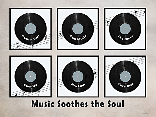 Lori Deiter LD3082 - LD3082 - Music Soothes the Soul - 16x12 Music, Types of Music, Retro, Typography, Signs, Textual Art, Music Soothes the Soul, Sheet Music, Records, Retro, Chart from Penny Lane