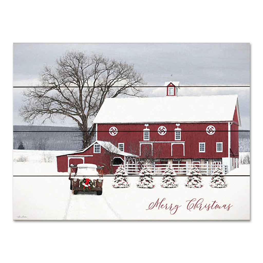 Lori Deiter LD3093PAL - LD3093PAL - Country Merry Christmas - 16x12 Christmas, Holidays, Barn, Red Barn, Merry Christmas, Typography, Signs, Truck, Christmas Trees, Photography from Penny Lane