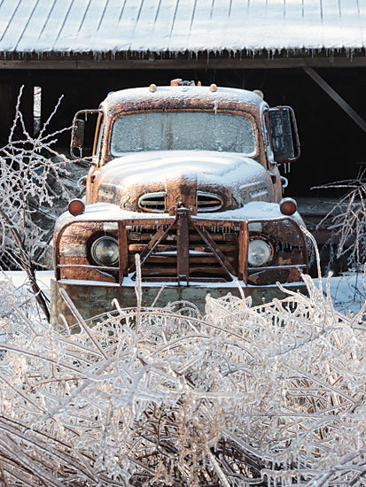 Lori Deiter LD3117 - LD3117 - Winter Glaze - 12x18 Truck, Rusty Truck, Winter, Ice, Vintage, Nature, Photography from Penny Lane