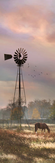 Lori Deiter LD3189A - LD3189A - Sunset on the Farm - 12x36 Farm, Silo, Horse, Landscape, Photography, Birds, Sunset, Trees, Pasture, Country from Penny Lane