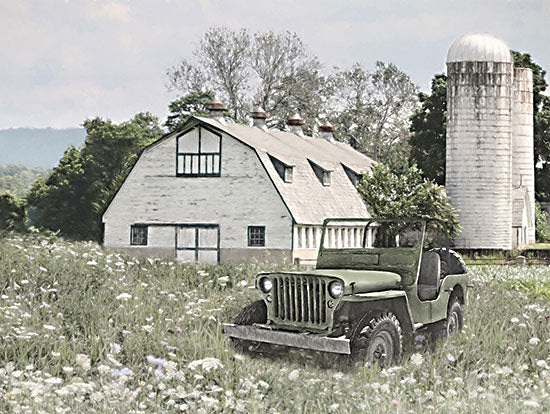Lori Deiter LD3225 - LD3225 - Old Jeep at the Farm - 16x12 Photography, Farm, Barn, White Barn, Silo, Jeep, Green Jeep, Vintage, Wildflowers, Landscape from Penny Lane