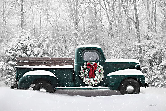 Lori Deiter LD3252 - LD3252 - Holiday Vintage Truck  - 18x12 Christmas, Holidays, Truck, Blue Truck, Winter, Snow, Photography, Wreath, Trees from Penny Lane