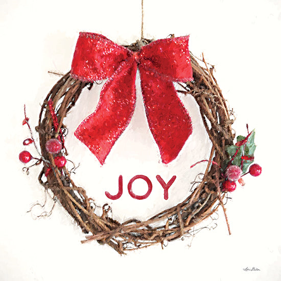 Lori Deiter LD3293 - LD3293 - Joy Vine Wreath - 12x12 Christmas, Holidays, Wreath, Grapevine Wreath, Joy, Typography, Signs, Textual Art, Berries, Holly, Red Ribbon, Winter from Penny Lane
