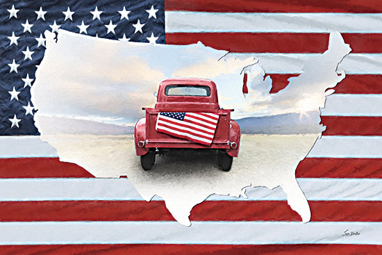 Lori Deiter LD3321 - LD3321 - American Pride II - 18x12 Patriotic, American Flag, Truck, Red Truck, USA, Photography, Independence Day, Masculine, Beach, Landscape from Penny Lane
