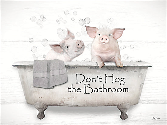 Lori Deiter LD3341 - LD3341 - Don't Hog the Bathroom II - 16x12 Bath, Bathroom, Whimsical, Pigs, Bathtub, Don't Hog the Bathroom, Typography, Signs, Textual Art, Bubbles, Gray, Farmhouse/Country from Penny Lane