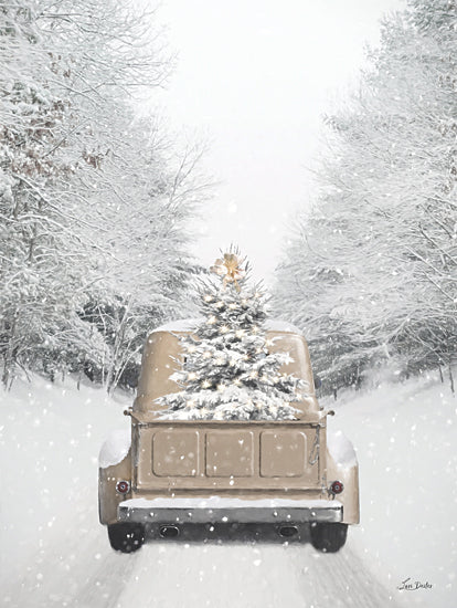 Lori Deiter LD3430 - LD3430 - Gold Christmas Truck - 12x16 Christmas, Holidays, Truck, Gold Truck, Truck Bed, Christmas Tree, Winter, Photography, Snow, Road, Path, Trees, Landscape from Penny Lane