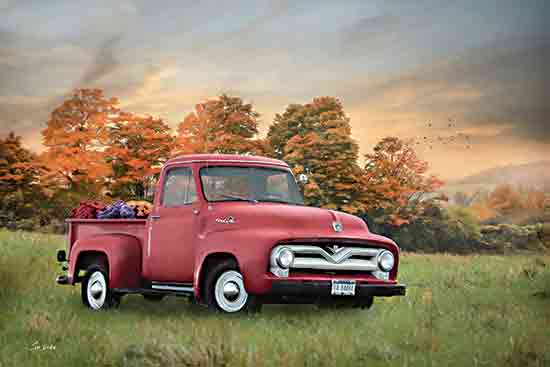 Lori Deiter LD3470 - LD3470 - Autumn Haze - 18x12 Photography, Truck, Red Truck, Flowers, Flower Truck, Fall, Trees, Leaves, Landscape from Penny Lane