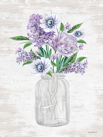 lettered & lined LET101 - LET101 - Floral Bouquet 2 - 12x16 Flowers, Purple Flowers, Ball Jar, Mason Jar, Bouquet, Botanical, Country from Penny Lane
