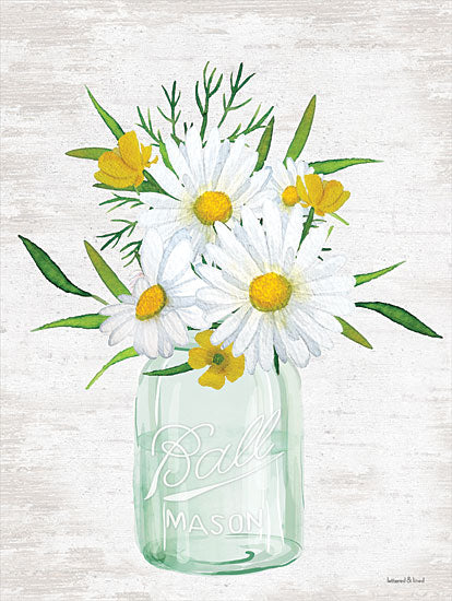 lettered & lined LET102 - LET102 - Floral Bouquet 3 - 12x16 Flowers, White Flowers, Daisies, Ball Jar, Mason Jar, Bouquet, Botanical, Country from Penny Lane