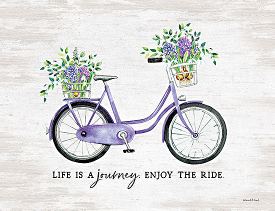 lettered & lined LET110 - LET110 - Enjoy the Ride - 16x12 Enjoy the Ride, Bicycle, Bike, Life is a Journey, Flowers, Hyacinths,  Seasons, Signs from Penny Lane