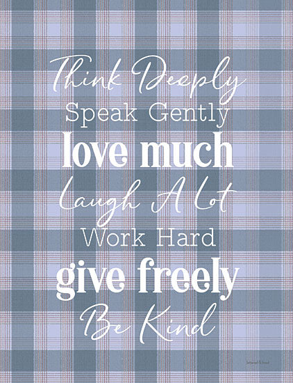lettered & lined LET119 - LET119 - Think Deeply - 12x16 Rules to Live By, Think Deeply, Rules, Family Rules, Motivational, Plaid, Signs, Triptych from Penny Lane