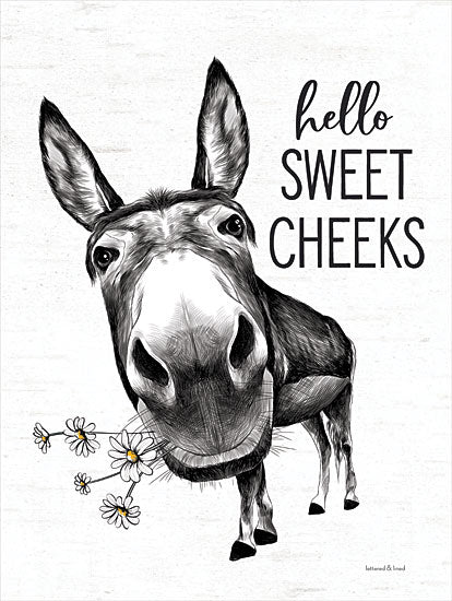 lettered & lined LET134 - LET134 - Hello Sweet Cheeks Donkey - 12x16 Hello Sweet Cheeks, Donkey, Daisies, Bath, Bathroom, Whimsical, Signs from Penny Lane
