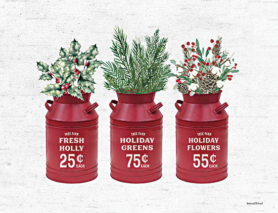 lettered & lined LET157 - LET157 - Holiday Greenery - 16x12 Holiday Greenery, Milk Cans, Greenery, Christmas, Holidays, Still Life, Holly, Berries, Country, Signs from Penny Lane