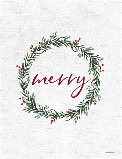 lettered & lined LET159 - LET159 - Merry Wreath - 12x16 Merry Wreath, Merry, Wreath, Christmas, Holidays, Berries, Greenery, Signs from Penny Lane