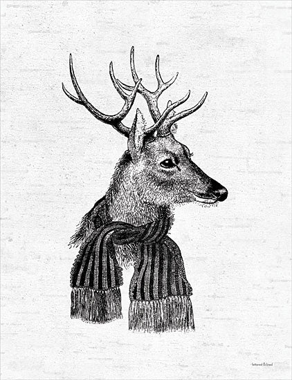 lettered & lined LET160 - LET160 - Holiday Reindeer - 12x16 Holiday Reindeer, Reindeer, Sketch, Animals, Scarf, Portrait, Pencil Drawing from Penny Lane