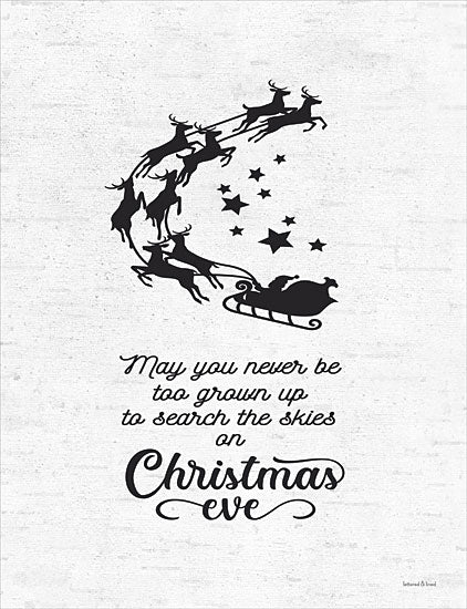lettered & lined LET162 - LET162 - Search the Skies on Christmas Eve - 12x16 Search the Skies on Christmas Eve, Christmas, Holidays, Santa, Sleigh, Reindeer, Black & White, Signs, Whimsical from Penny Lane