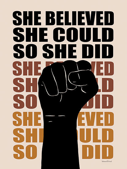 lettered & lined LET206 - LET206 - She Believed She Could - 12x16 She Believed She Could, Fist, Black Art, Human Rights, Tween, Motivational, Signs from Penny Lane