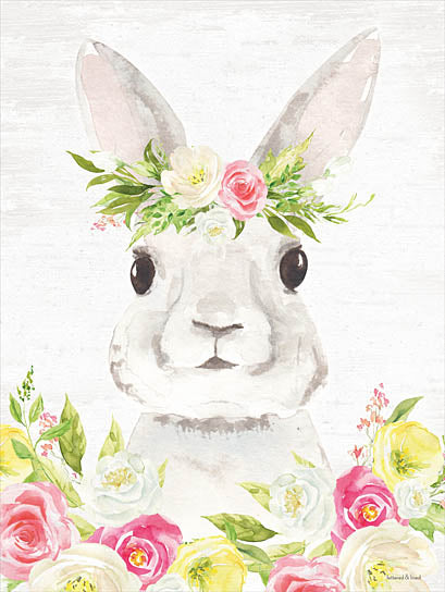 lettered & lined LET214 - LET214 - Spring Bunny     - 12x16 Spring Bunny, Bunny, Rabbit, Spring, Springtime, Easter, Flowers, Floral Crown from Penny Lane