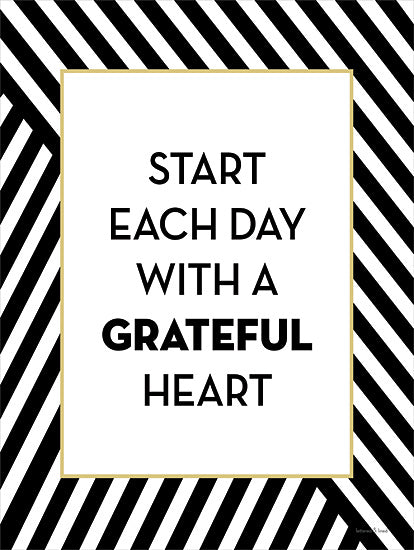 lettered & lined LET273 - LET273 - Start Each Day - 12x16 Start Each Day With A Grateful Heart, Motivational, Typography, Border, Black & White, Signs from Penny Lane