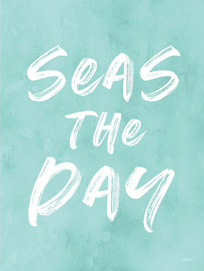 lettered & lined LET424 - LET424 - Seas the Day - 12x16 Seas the Day, Coastal, Blue & White, Beach, Summer, Typography, Signs, Whimsical from Penny Lane