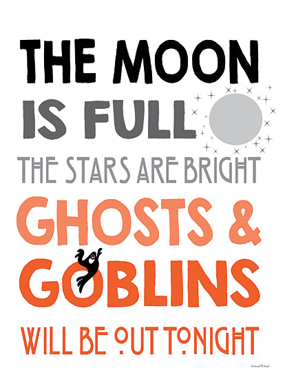 lettered & lined LET439 - LET439 - The Moon is Full I - 12x16 Halloween, Poem, Moon, Ghosts, Goblins, Halloween Icons, Typography, Signs from Penny Lane