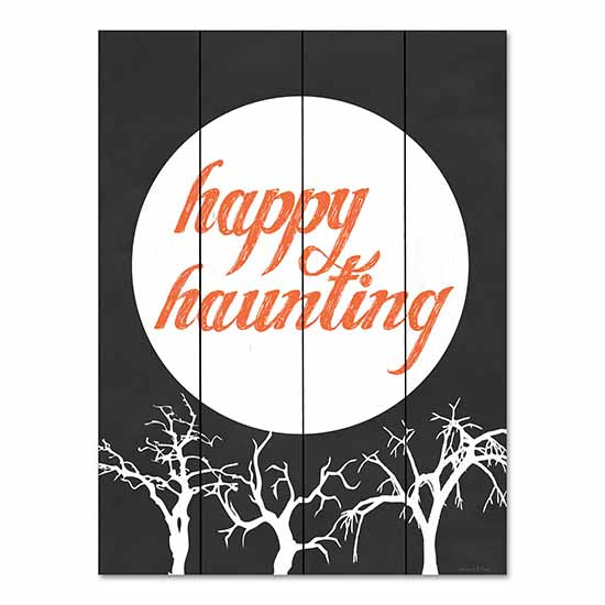lettered & lined LET442PAL - LET442PAL - Happy Haunting - 12x16 Happy Haunting, Halloween, Moon, Trees, Typography, Signs from Penny Lane
