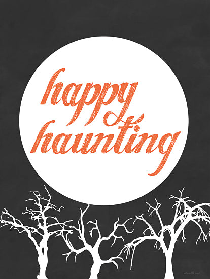 lettered & lined LET442 - LET442 - Happy Haunting - 12x16 Happy Haunting, Halloween, Moon, Trees, Typography, Signs from Penny Lane